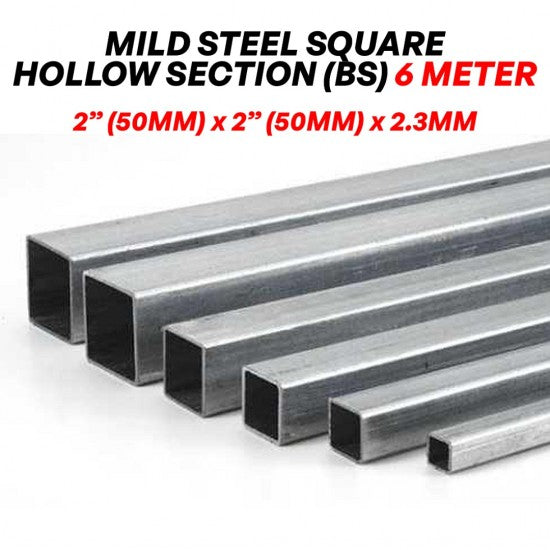Mild Steel Square Hollow Section 50MM 2'' (W) x 50MM 2'' (H) x 2.3MM (T) x 6.0M (L) - BS